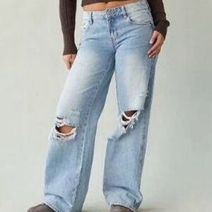 PacSun Light Blue Ripped Straight Leg Jeans